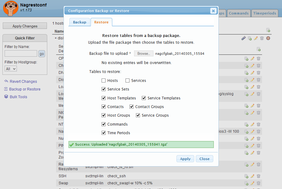 Image showing Hosts tab