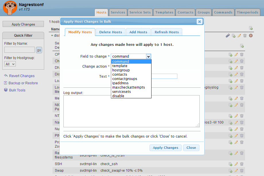 Image showing Hosts tab
