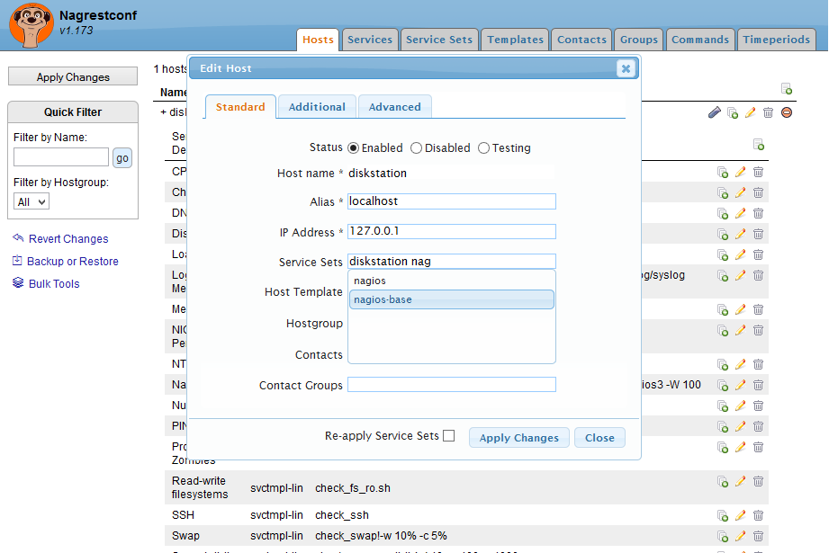 Image showing Hosts tab