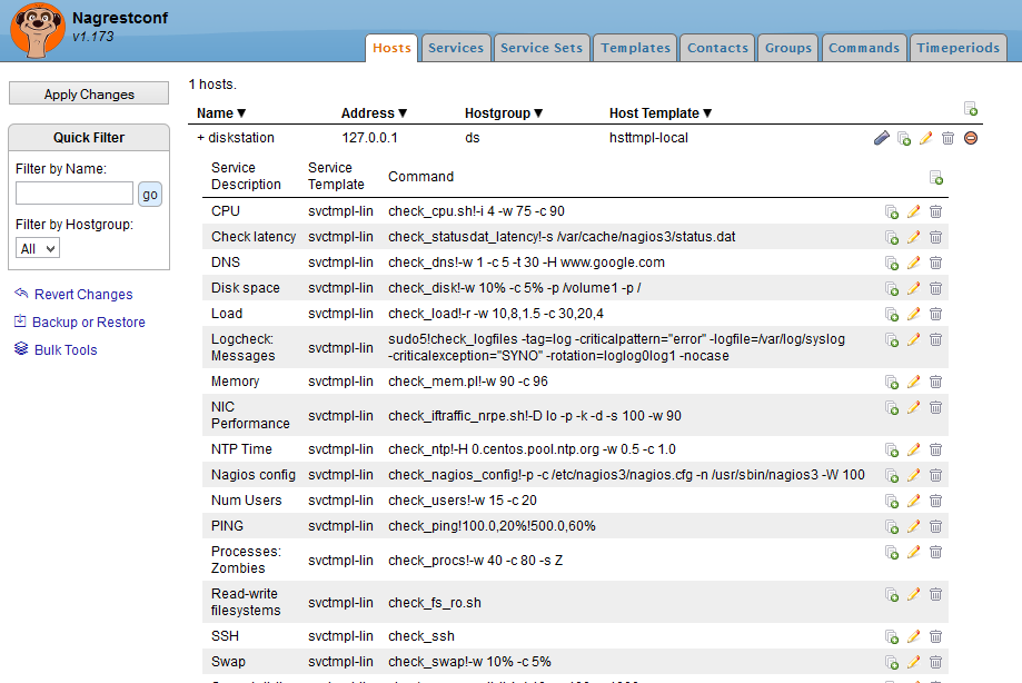 Image showing Hosts tab